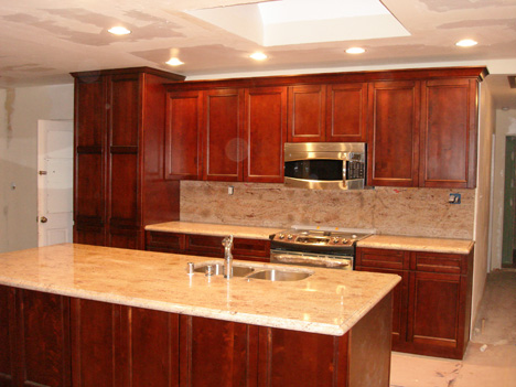 Al 2 Cherry Square Cabinets Ivory Brown Granite
